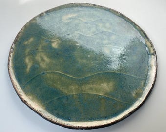 Unique ceramic platter, decorative plate, Handmade Serving tray, Stoneware Dish, Housewarming Gift handmade Pottery unique serveware, signed