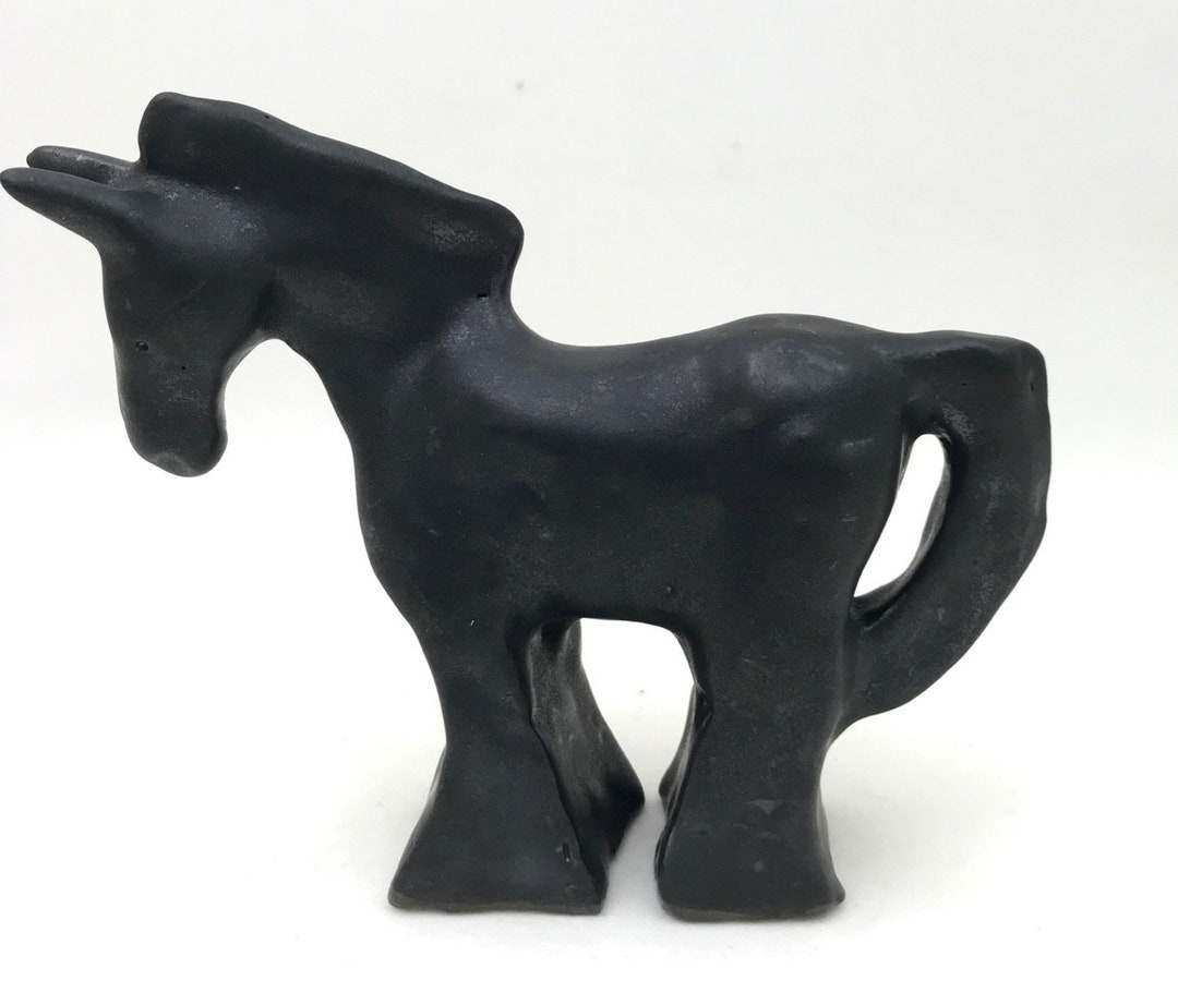 Black Horse Figurine Beautiful Unique Porcelain Small Horse Etsy