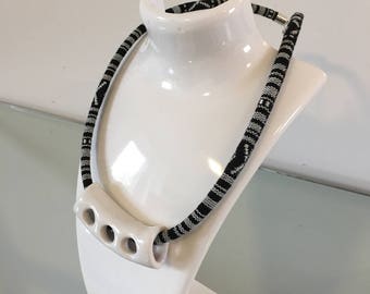 Modern openwork minimalist necklace unjusual shape, oryginal avant garde porcelain pendants porcelain jewelry unique gift for men and women