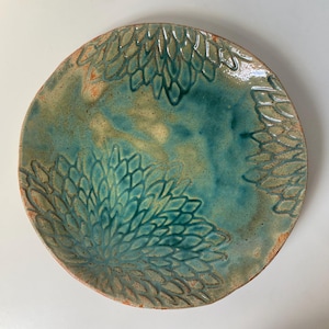 Large ceramic serving platter, Handmade decorative plate, Stoneware Dish, Housewarming Gift handmade Pottery unique serveware, signed