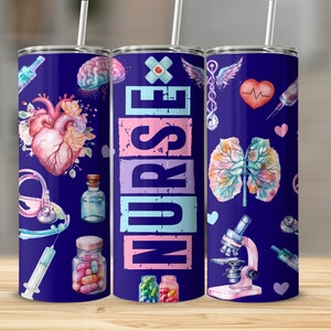 Nurse 20 oz Skinny Tumbler Sublimation Design Digital Download png Instant DIGITAL only, RN Tumbler Wrap, Nurse Tumbler Wrap, LPN Tumbler