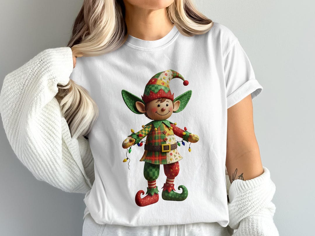 Faux Patchwork Elf Png, Christmas Elf Clipart, Elf Head, Cute Elf Png ...