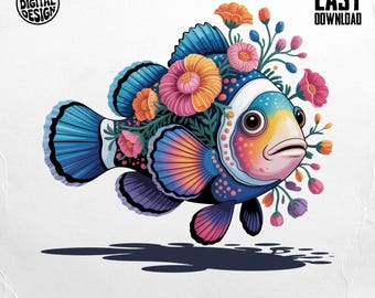 Bloemenclownvis PNG: sublimatie- en printprojecten (digitale download)