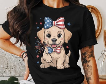 Patriotic Puppy Png, USA Dog Sublimation Design, 4th July Png, American Puppy T-Shirt, Digital Design, Dog with Sparkler Png