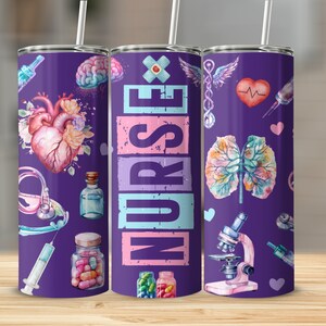 Nurse 20 oz Skinny Tumbler Sublimation Design Digital Download png Instant DIGITAL only, RN Tumbler Wrap, Nurse Tumbler Wrap, LPN Tumbler