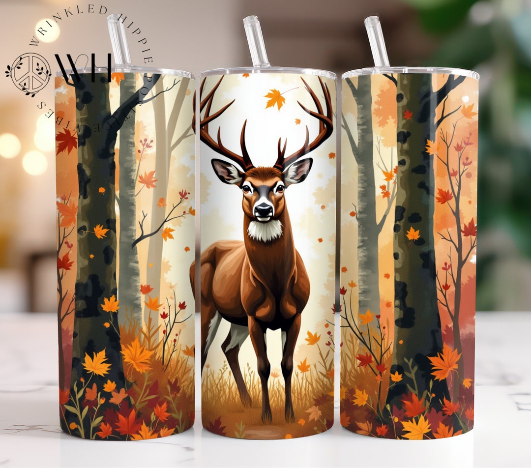 Deer 20 Oz Skinny Tumbler, Hunting Season Tumbler Wrap 20oz Sublimation ...