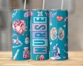 Nurse 20 oz Skinny Tumbler Sublimation Design Digital Download png Instant DIGITAL only, RN Tumbler Wrap, Nurse Tumbler Wrap, LPN Tumbler