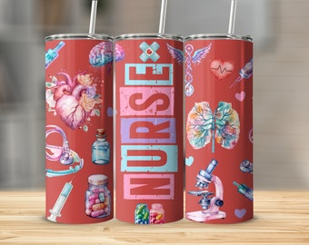 Nurse 20 oz Skinny Tumbler Sublimation Design Digital Download png Instant DIGITAL only, RN Tumbler Wrap, Nurse Tumbler Wrap, LPN Tumbler