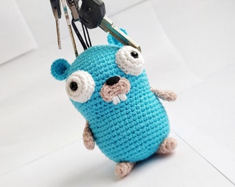 Golang gopher plush toy GO Gopher  key chain Crochet Gopher amigurumi Cute coder gift