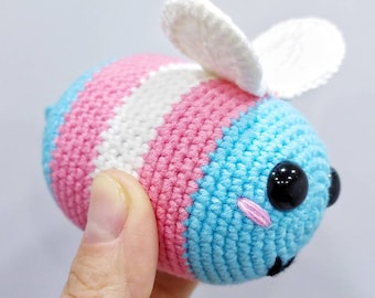 Transgender pride plush bee Pride plush bee LGBTQ+ Crochet bumble bee amigurumi