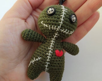Baby Zombie keychain SET of 2, VOODOO key chain Tiny Voodoo doll crochet peluche Cute Baby voodoo amigurumi Spooky keychain