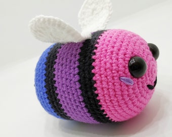 Bisexual crochet bee Pride plush bee LGBTQ+ Crochet bumble bee amigurumi