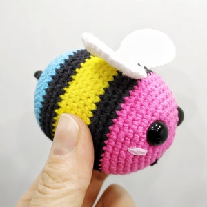 Pansexual crochet bee Pride plush bee LGBTQ+ Crochet bumble bee amigurumi