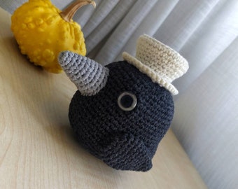 Gehaakte zwarte kraaienknuffel: handgemaakt halloweendecor