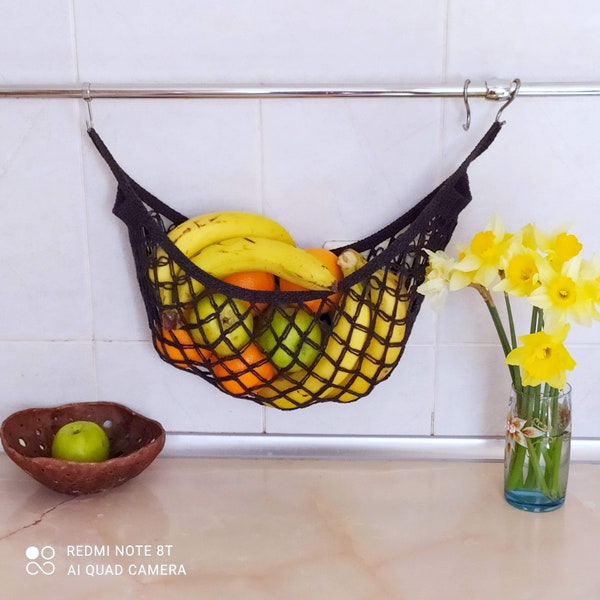 Fruit hammock under cabinet Small space storage Crochet banana fruit vegetables hammock