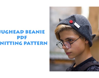 Jughead beanie pattern. PDF knitting pattern Jughead Jones Beanie WARM winter version from wool/acrylic yarn