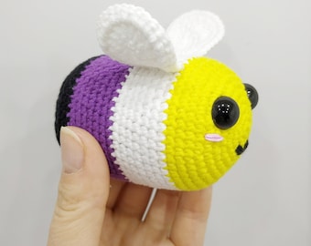 Nonbinary Pride Crochet Bee Plush: LGBTQ+ Amigurumi