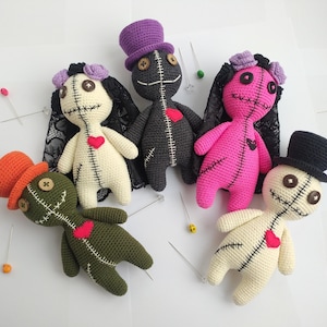 Gehäkelte Zombie Hochzeit Voodoo Puppen Pärchen: Gruseliges Halloweenplüsch