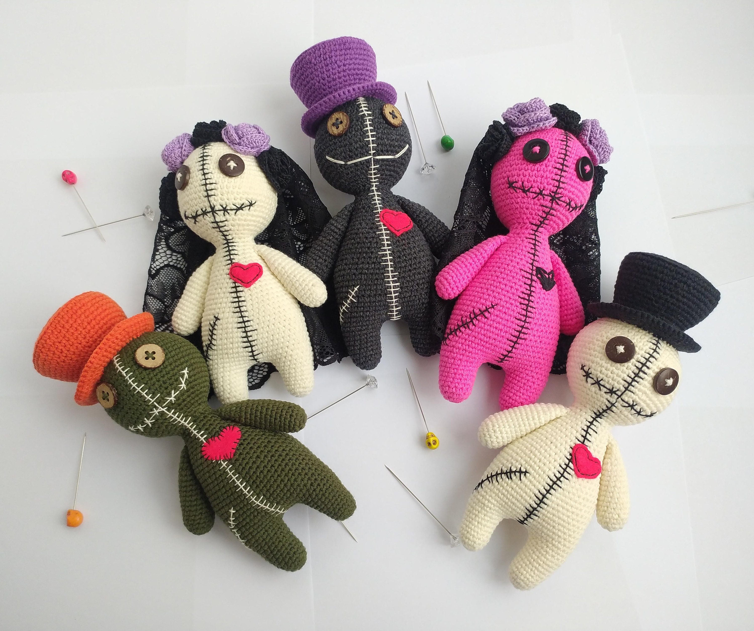 Crochet Zombie Wedding Voodoo Doll Couple: Creepy Halloween Plush