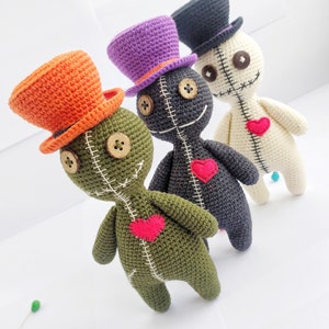 Crochet Voodoo Doll Plush: Handmade Halloween Zombie Amigurumi