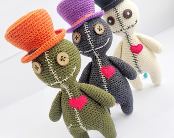 Crochet VOODOO doll plush Cute Halloween amigurumi Handmade crochet zombie Creepy doll