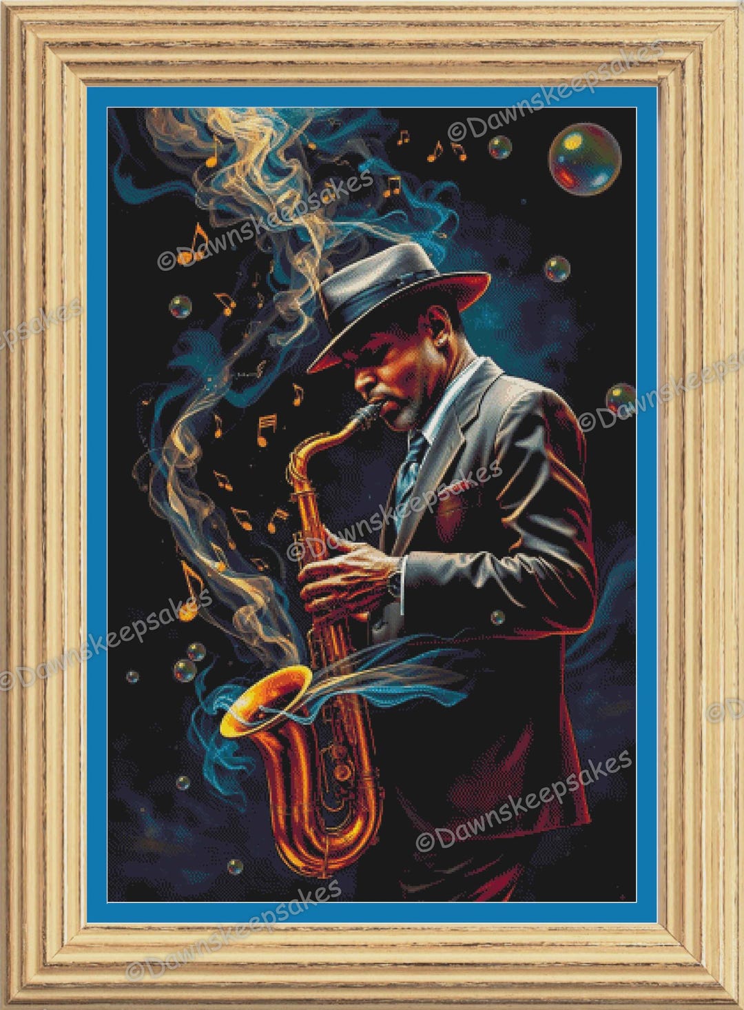Jazz Player Cross Stitch Pattern, Instant Digital Download, Fantasy ...