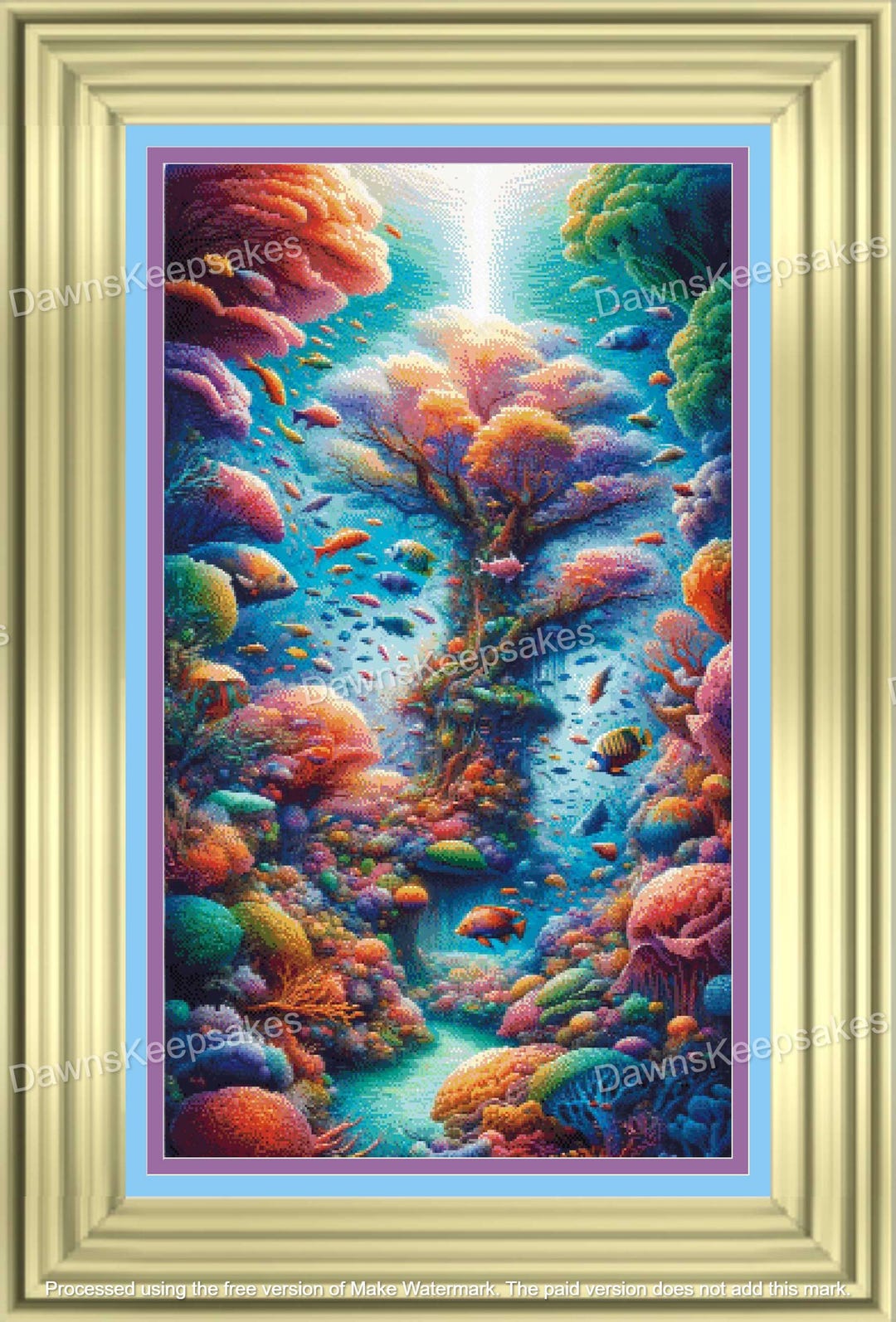 Underwater Coral Reef Cross Stitch Pattern – Colorful Ocean (PDF ...