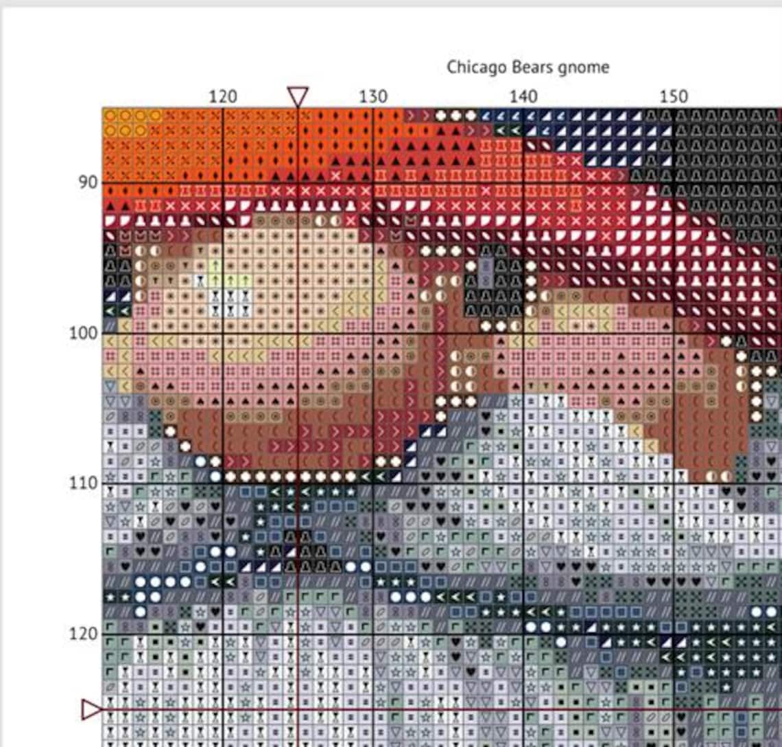Chicago Bears Pattern Chicago Bears Gnome Cross Stitch Pattern: Football Fan Gift (PDF ...