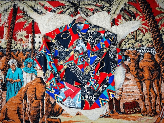 1980s NAVAJO Western CHIMAYO Aztec Multi Pattern … - image 1