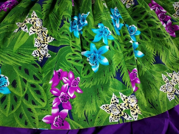 Tiki Hawaiian A Line Cotton Skirt Sz XS Green Flo… - image 6