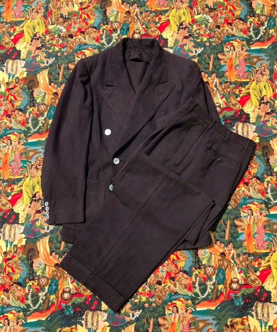 RARE Vintage 1940s 2pc Palm Beach Belted back Suit