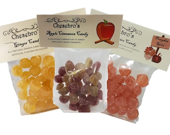 Fall Flavors - Apple Cinnamon, Pumpkin Spice and Ginger Candy 3 PACK with FREE SHIPPING