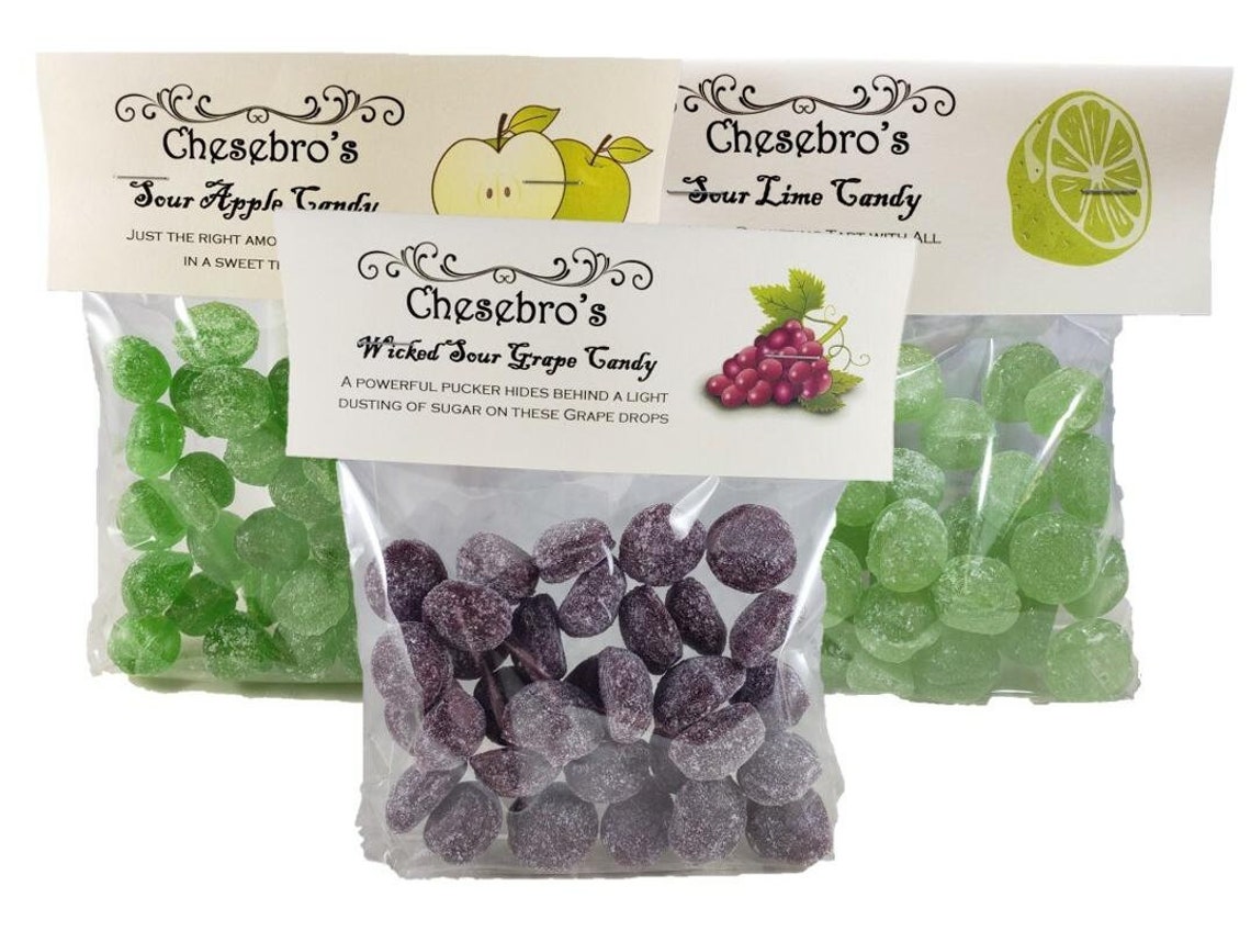 Sour Hard Candy Drops Collection Sour Apple Sour Grape and Etsy