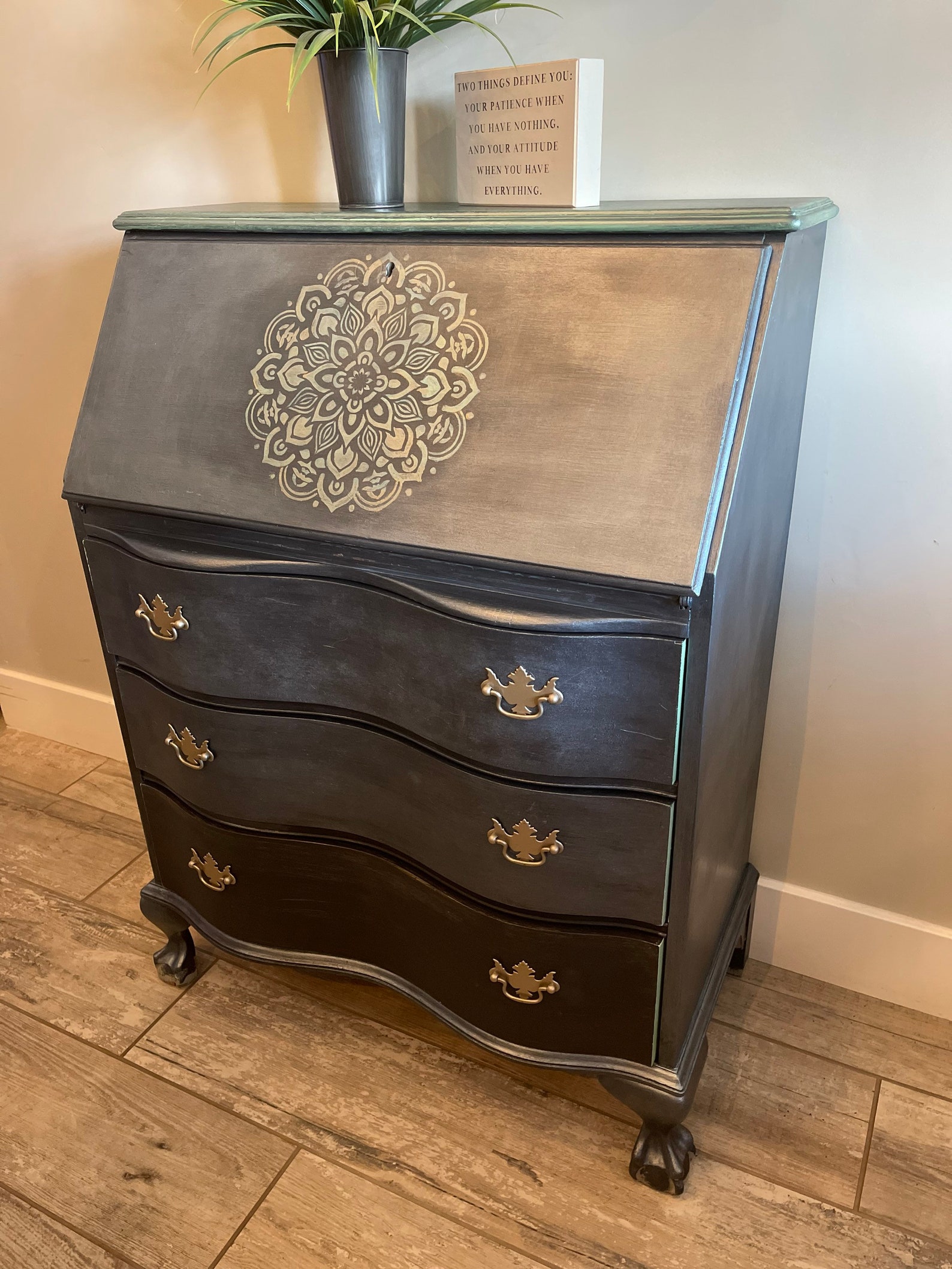 Vintage handpainted desk/Secretary Free Shipping Etsy