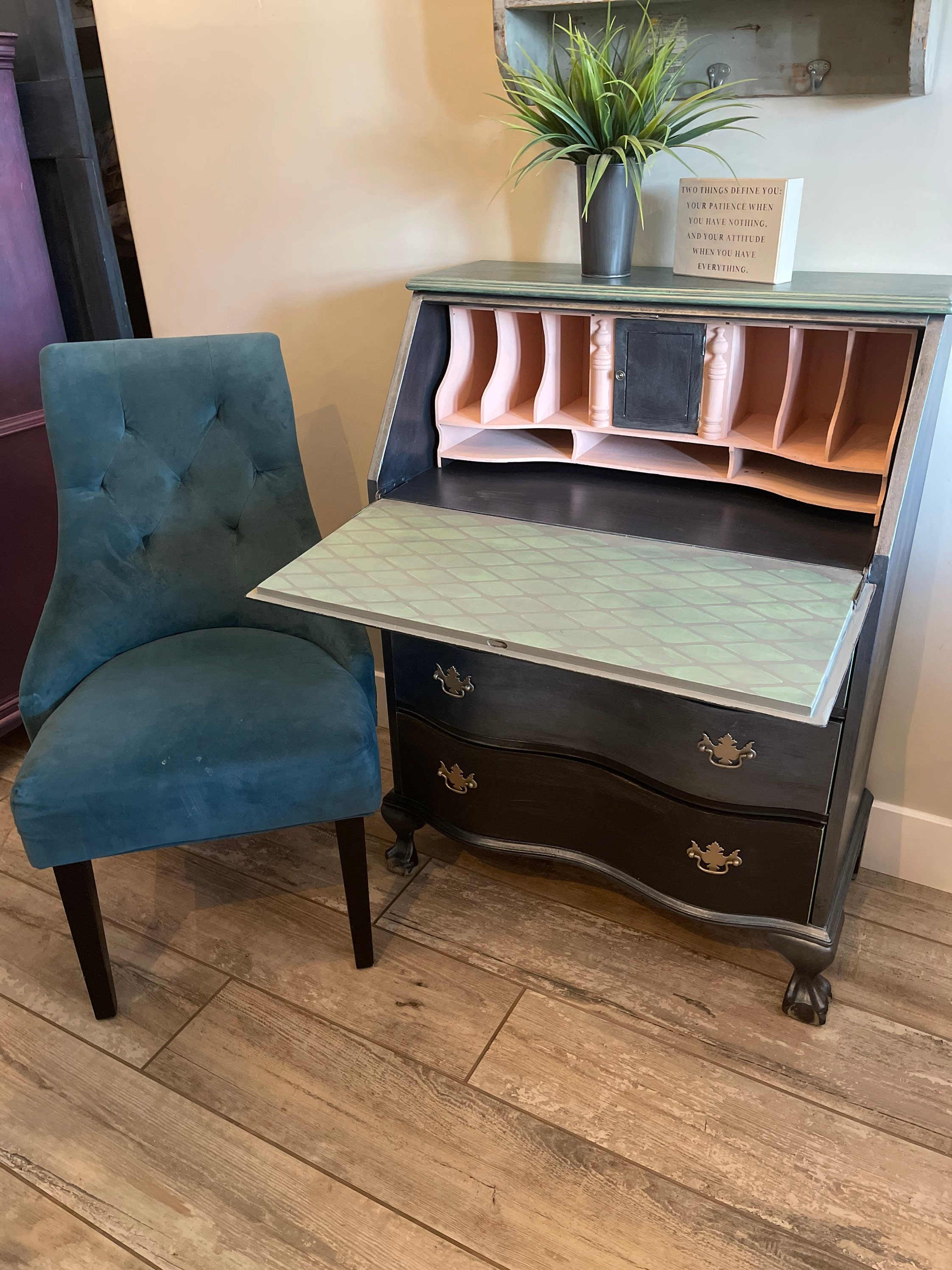 Vintage handpainted desk/Secretary Free Shipping Etsy