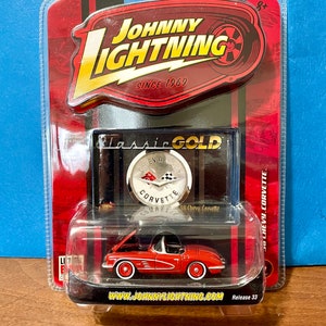 Johnny Lightning Classic Gold '58 Chevy Corvette Red Diecast New