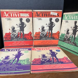 Children&#39;s Activities for Home and School Magazine Lot of 5 1940s Vintage
