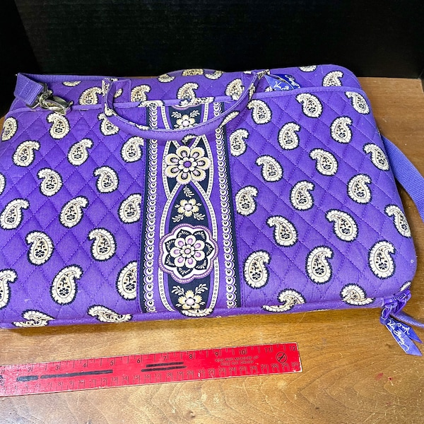 VERA BRADLEY Simply Violet Purple Floral Paisley Hard Laptop Tablet Case Bag