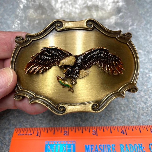 Vintage 1978 Raintree American Bald Eagle with Fish Belt Buckle