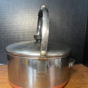 Vintage Revere Ware 3 qt Bail Handle Saucepan Copper Bottom Pot Lid