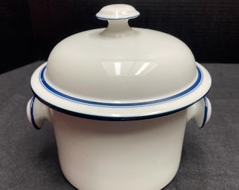 Dansk Bistro Christianshavn 1.75qt Round Covered Casserole Blue White 7 3/8” H