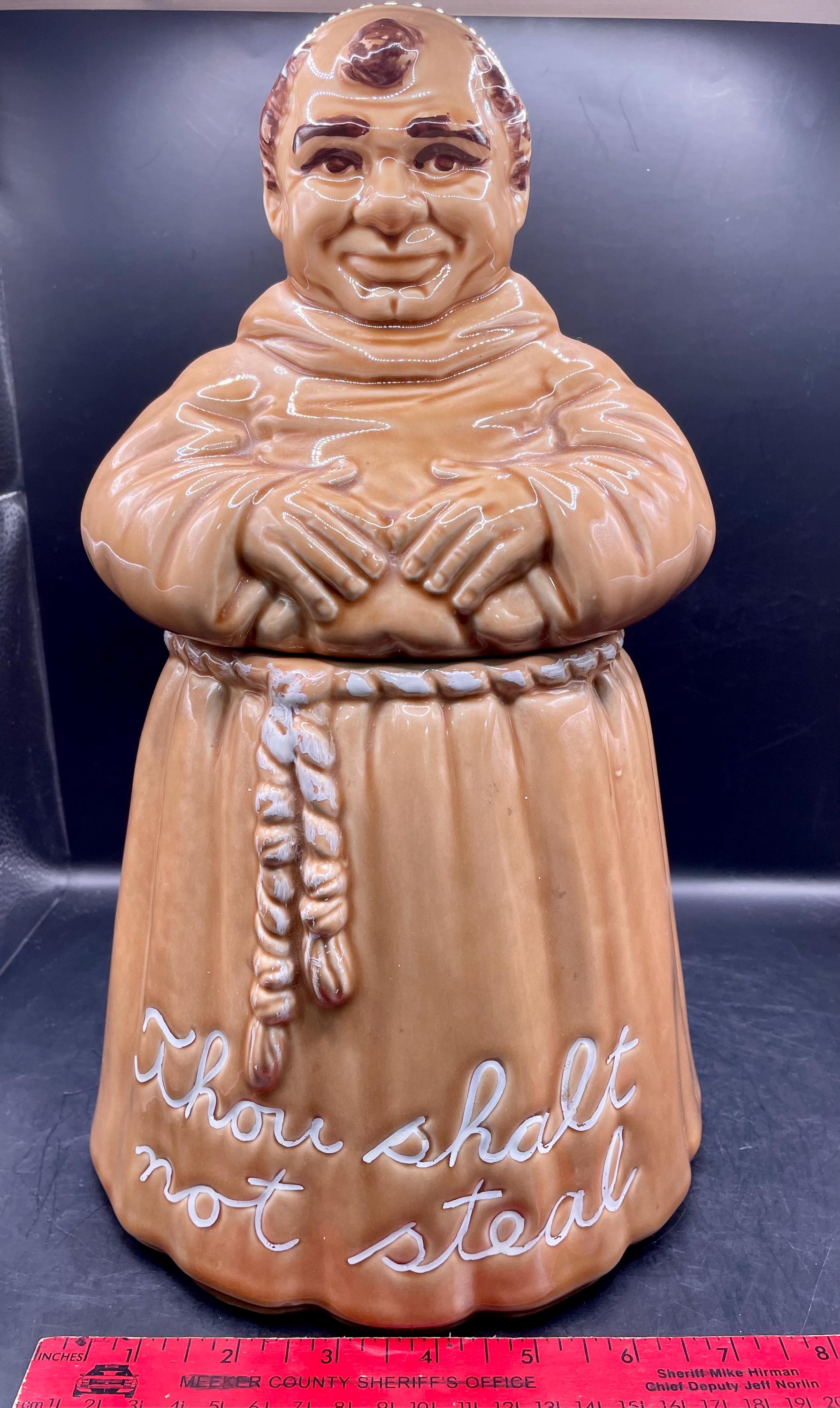 Vintage Cumberland Ware Pottey Friar Tuck Cookie Jar Thou Shalt Not Steal