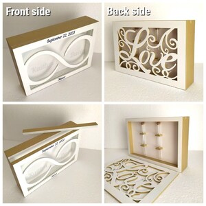 Personalised Sand ceremony box Infinity sign Wedding vows keepsake Wedding Unity sand ceremony frame vase Wedding White Champagne gold box