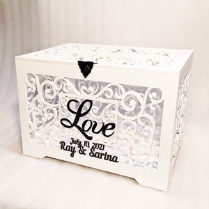Geldhalter Hochzeit Box Weiß Schwarz Abschließbar Mit Schlitz Weiß Schwarz