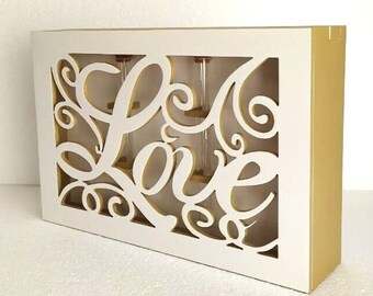 Wedding vows keepsake Personalised Sand ceremony box Infinity sign Wedding Unity sand ceremony frame vase Wedding White Champagne gold box