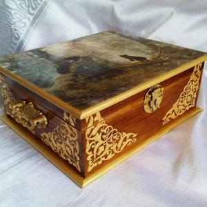 Tea box wooden tea box Tea Storage Tea bag storage Morning in a Pine Forest Stylish box for kitchen dining room housewarming christmas gift