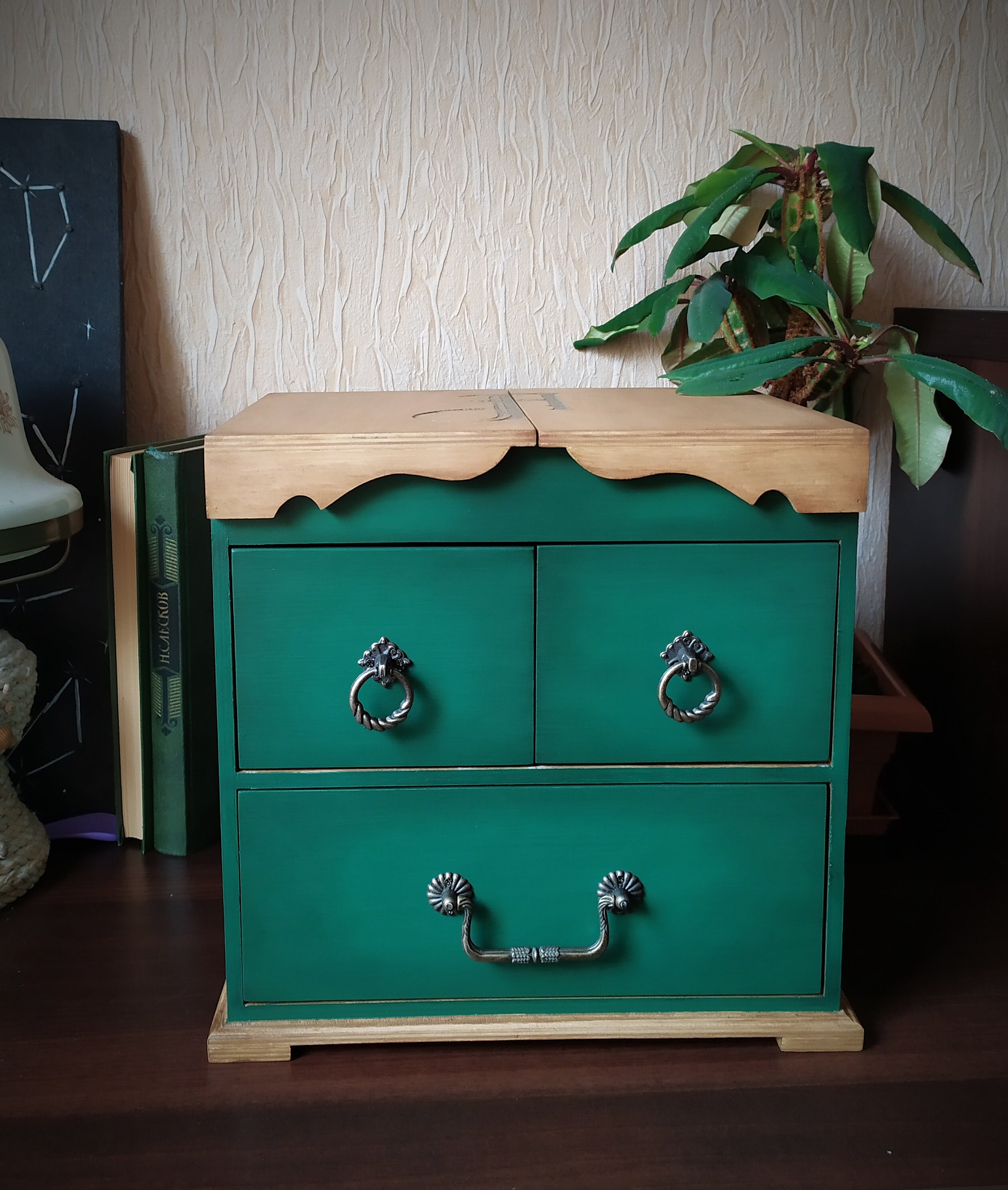 Chest of drawers Jewelry organizer Ring holder Wood table Etsy
