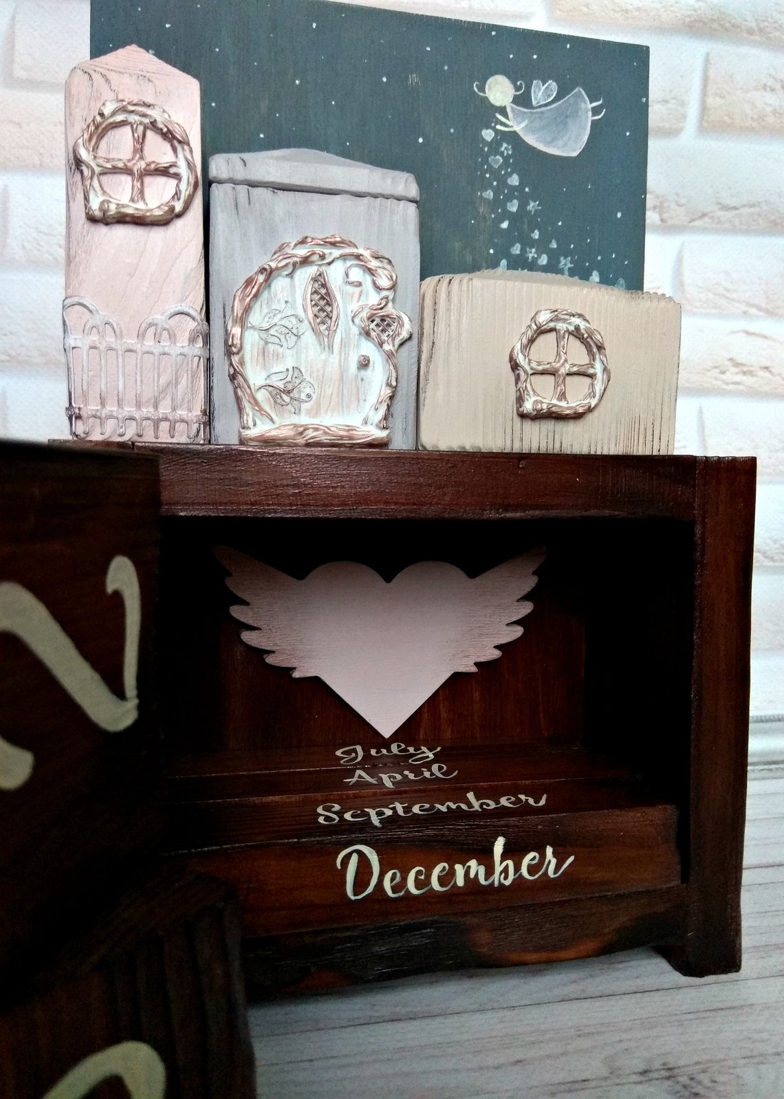 Holz ewigen Kalender erröten blass rosa Baby Mädchen Wald | Etsy