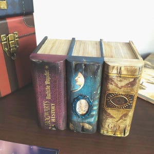 Magical Wizard School Mgic Spell Book Storage box Organizer Wood table decor Wizard room Harry letter