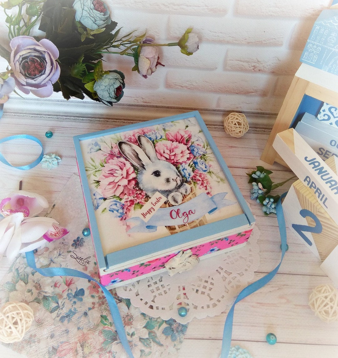 Custom Easter Box Personalized Easter Box: Wooden Sliding Gift Box With Bunny - Etsy